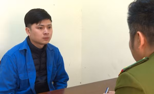 Đối tượng Đỗ Ngọc Anh tại cơ quan Công an.