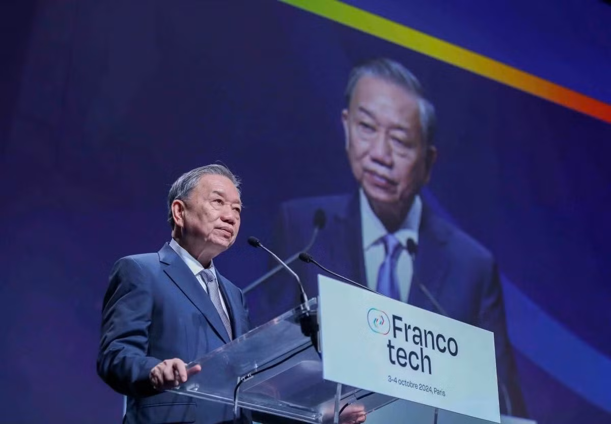 Tổng Bí thư, chủ tịch nước Tô Lâm phát biểu tại diễn đàn Franco Tech.