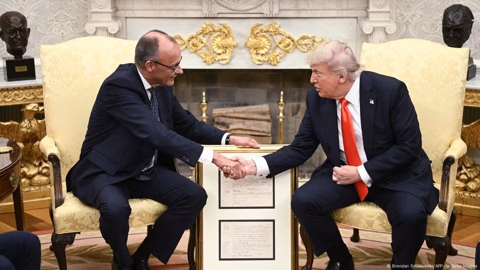 Thủ tướng Đức Friedrich Merz hội đàm với Tổng thống Mỹ Donald Trump tại Nhà Trắng, ngày 5/6/2025. Ảnh: AFP