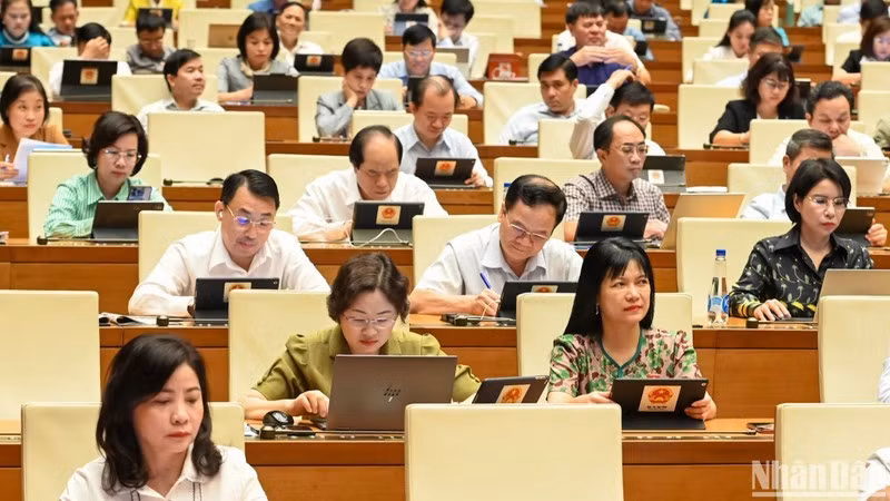 Các đại biểu Quốc hội dự phiên họp ở hội trường ngày 10/5.