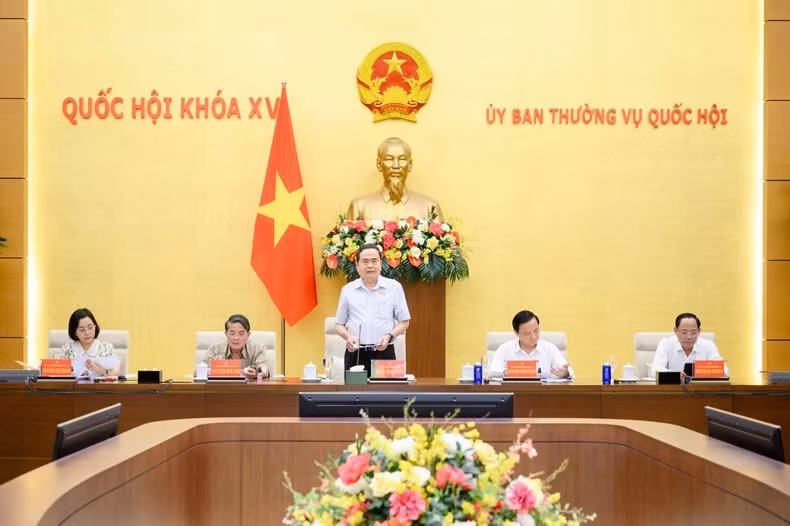 Chủ tịch Quốc hội Trần Thanh Mẫn phát biểu tại cuộc họp. (Ảnh: Duy Linh)