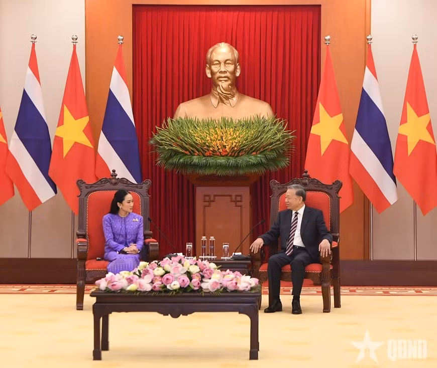 Tổng Bí thư Tô Lâm tiếp Thủ tướng Thái Lan Paetongtarn Shinawatra.
