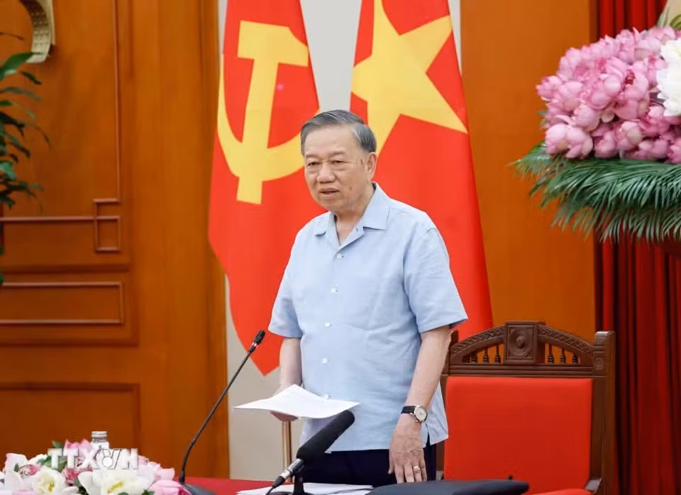 Tổng Bí thư, Chủ tịch nước Tô Lâm phát biểu tại cuộc họp.