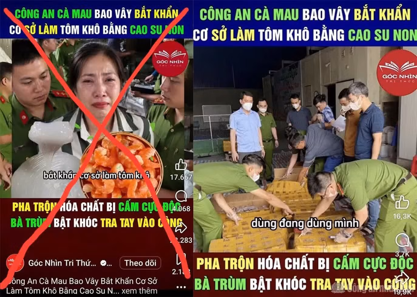 Hình ảnh bịa đặt về sản phẩm tôm khô Cà Mau gây xôn xao mạng xã hội.