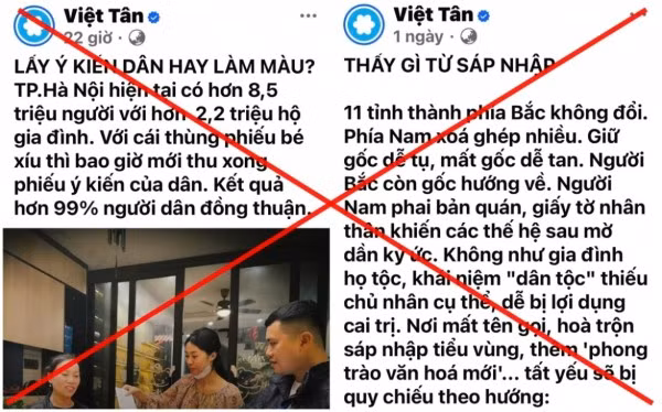 Các thế lực xấu tung lên mạng luận điệu xuyên tạc, bôi nhọ việc hợp nhất địa giới hành chính, triển khai chính quyền địa phương hai cấp.