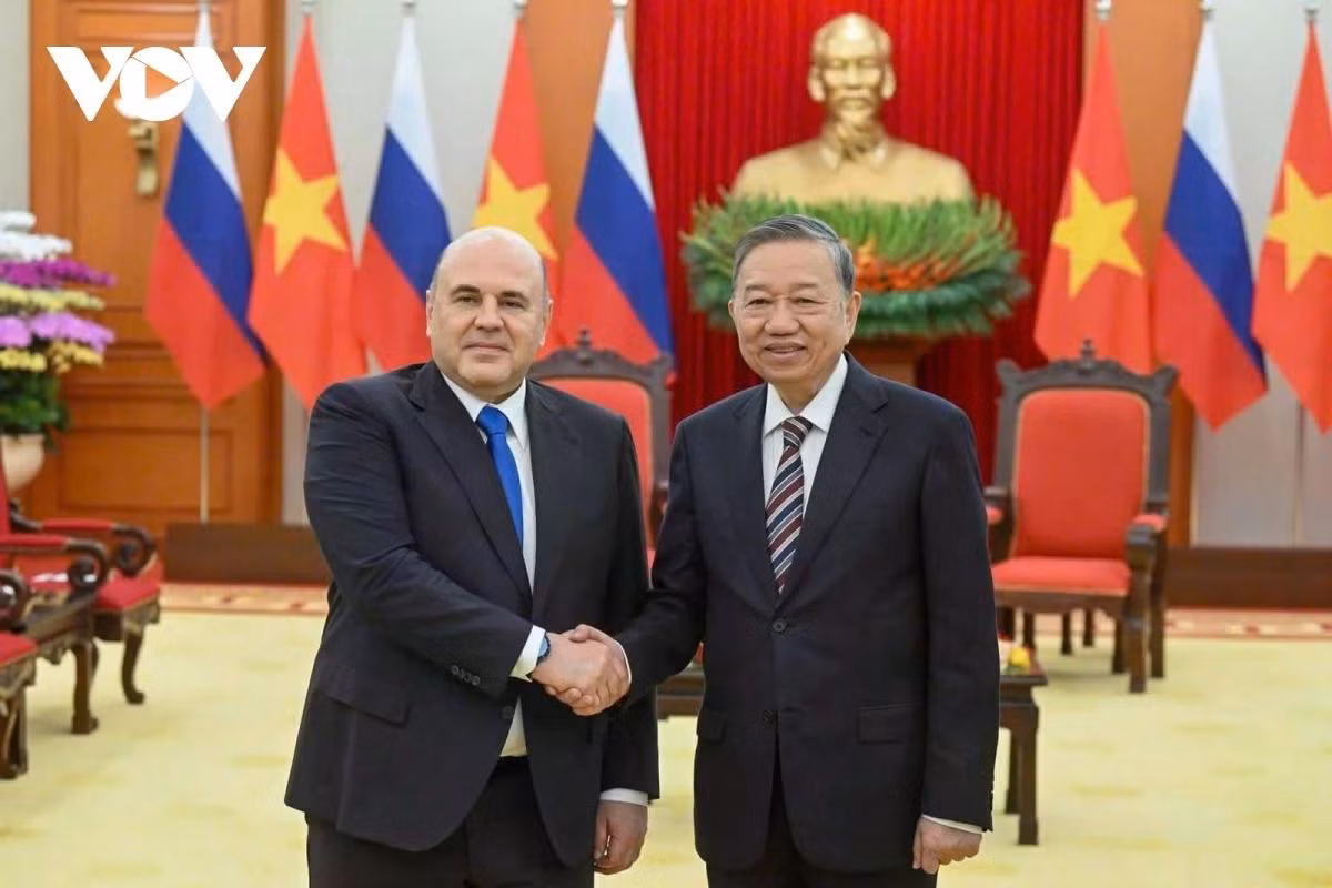 Tổng Bí thư Tô Lâm tiếp Thủ tướng Liên bang Nga Mikhail Vladimirovich Mishustin.