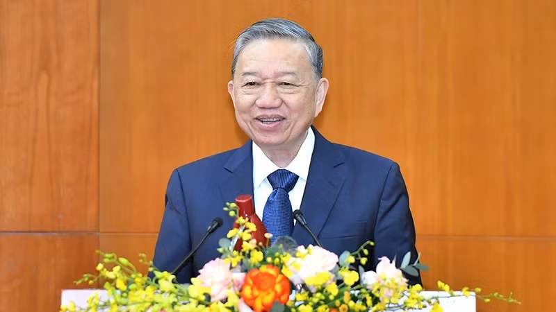 Tổng Bí thư Tô Lâm phát biểu kết luận hội nghị. (Ảnh: Báo Nhân Dân)