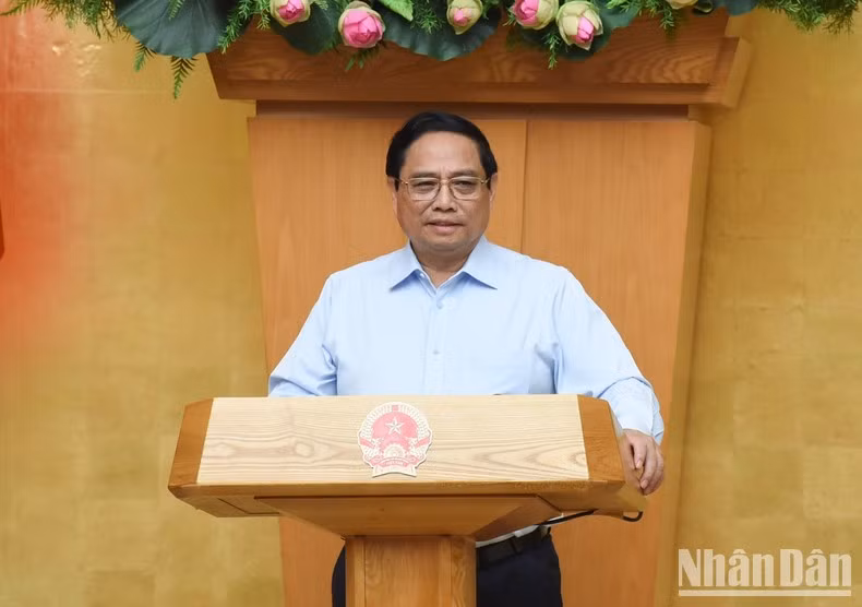 Thủ tướng Phạm Minh Chính phát biểu ý kiến tại Phiên họp Chính phủ thường kỳ tháng 8.