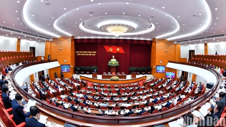 Quang cảnh Hội nghị Ban Chấp hành Trung ương Đảng Cộng sản Việt Nam khóa XIII. (Ảnh: ĐĂNG KHOA)