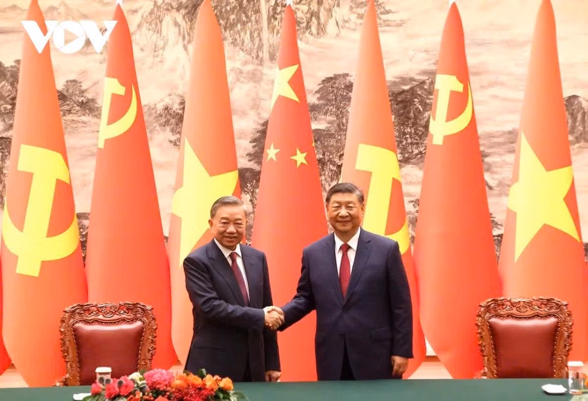 Tổng Bí thư Tô Lâm và Tổng Bí thư, Chủ tịch nước Trung Quốc Tập Cận Bình tại Bắc Kinh, Trung Quốc hồi tháng 8/2024