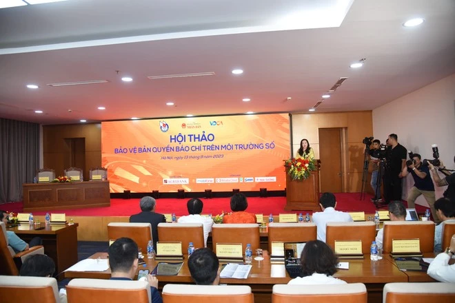 Quang cảnh hội thảo "Bảo vệ bản quyền báo chí trên môi trường số".