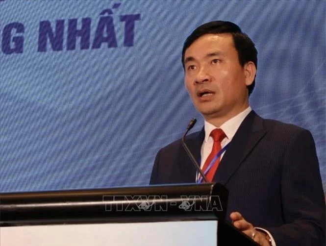 Ông Nguyễn Chí Nghĩa, Liên đoàn trưởng Liên đoàn Quy hoạch và Điều tra tài nguyên nước miền Bắc phát biểu tại buổi Lễ.