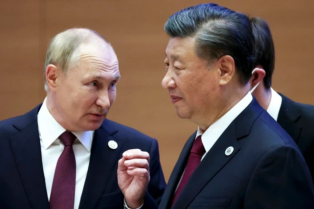 Tổng thống Nga Vladimir Putin và Chủ tịch Trung Quốc Tập Cận Bình tại Samarkand, Uzbekistan năm 2022.