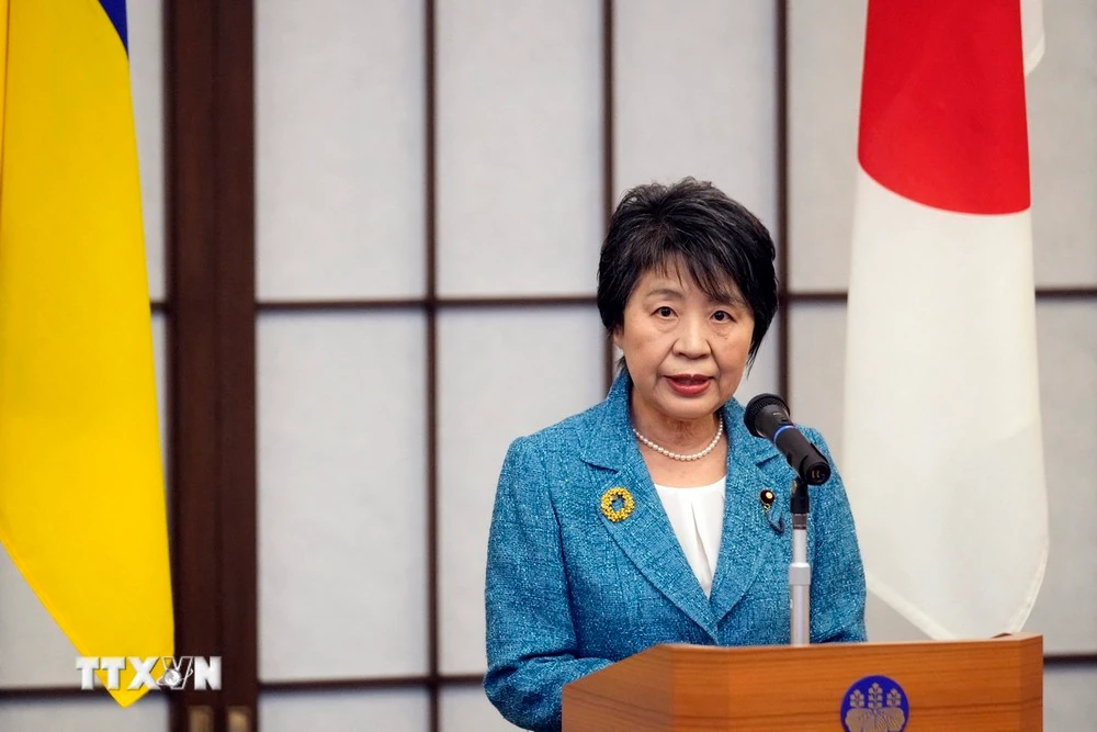 Ngoại trưởng Nhật Bản Yoko Kamikawa phát biểu tại thủ đô Tokyo.
