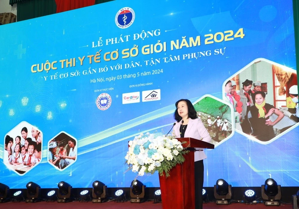 Bộ trưởng Bộ Y tế Đào Hồng Lan phát biểu tại buổi Lễ phát động Cuộc thi Y tế cơ sở giỏi năm 2024.
