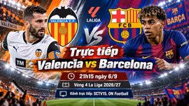 Valencia vs Barcelona 21h15 ngày 6/9: Link xem trực tiếp, nhận định dự đoán