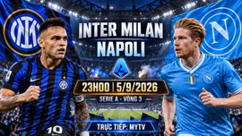 Inter vs Napoli 23h ngày 5/9: Link xem trực tiếp, nhận định dự đoán