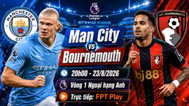 Man City vs Bournemouth 20h ngày 23/8: Link trực tiếp, nhận định dự đoán