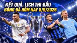 Kết quả, lịch thi đấu bóng đá hôm nay 8/9/2026