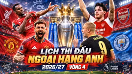 Lịch thi đấu vòng 4 Ngoại hạng Anh: MU đại chiến Man City