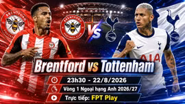 Brentford vs Tottenham 23h30 ngày 22/8: Link trực tiếp, nhận định dự đoán