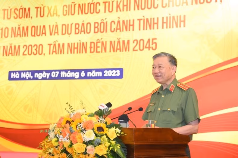 Đại tướng Tô Lâm phát biểu bế mạc hội thảo.
