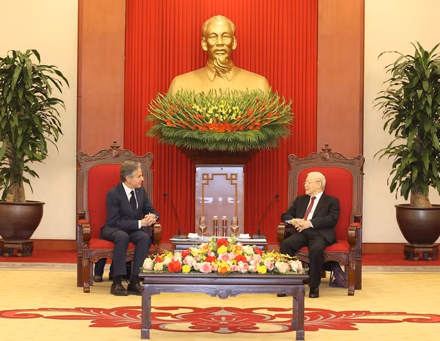 Tổng Bí thư Nguyễn Phú Trọng tiếp Ngoại trưởng Hoa Kỳ Antony Blinken.