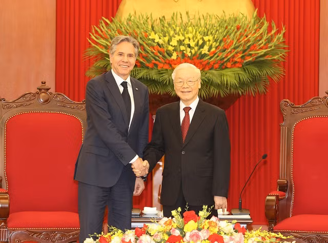 Tổng Bí thư Nguyễn Phú Trọng và Ngoại trưởng Hoa Kỳ Antony Blinken.