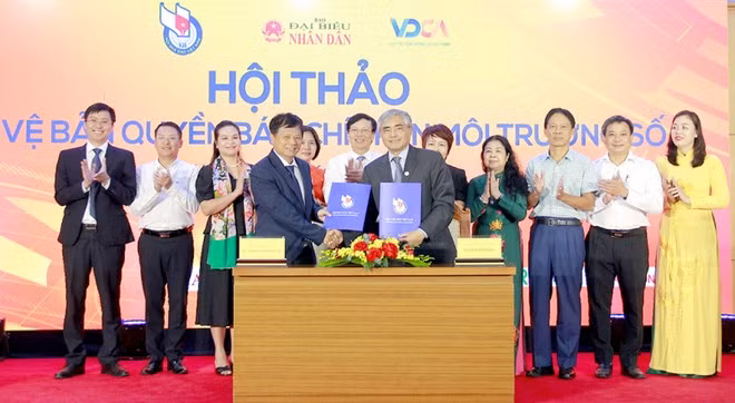 Lễ ký kết thỏa thuận hợp tác giữa Hội Nhà báo Việt Nam và Hội Truyền thông số Việt Nam về “Nâng cao năng lực, kiến thức thực thi pháp luật bản quyền, phổ biến kiến thức và đạo đức văn hóa cơ quan báo chí trong thực thi bảo vệ bản quyền tác phẩm báo chí”.