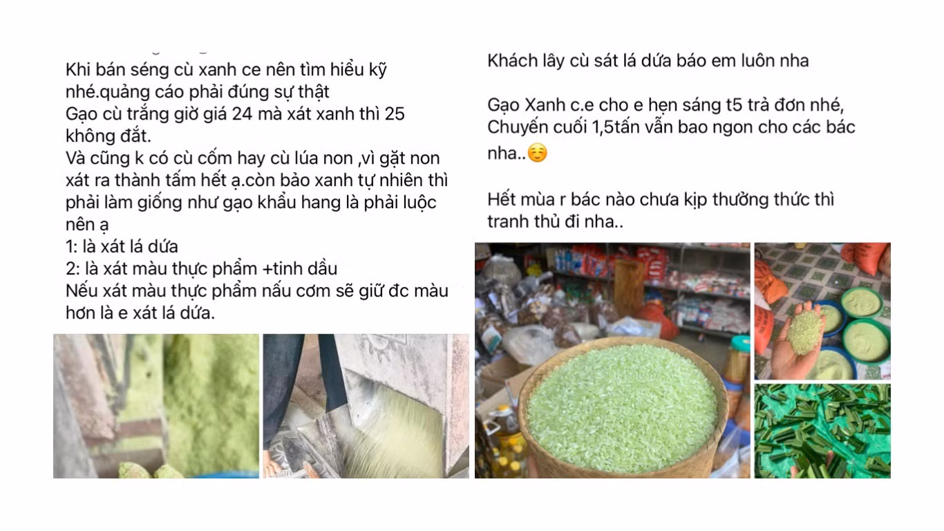 Nhiều cơ sở xay xát khẳng định màu xanh của gạo được nhuộm bởi lá dứa.jpg