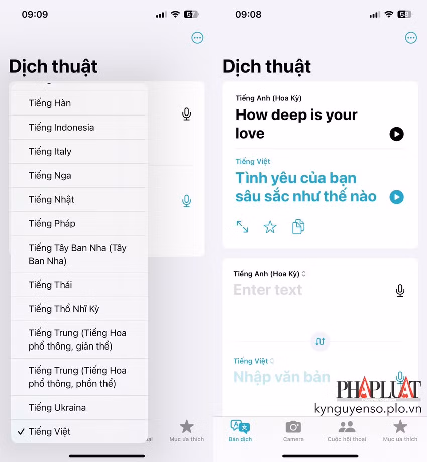 Dịch văn bản nhanh chóng bằng iPhone. Ảnh: TIỂU MINH