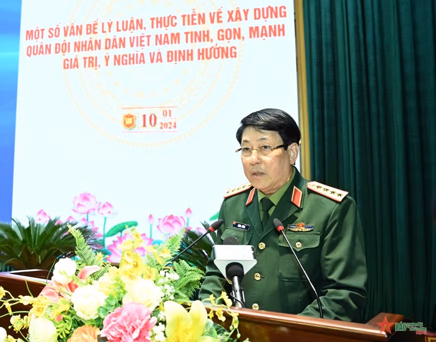 Đại tướng Lương Cường phát biểu tại hội thảo.