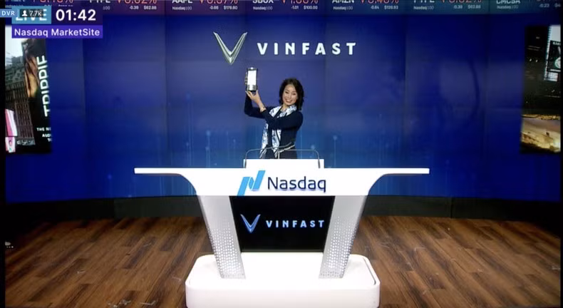 Bà Lê Thị Thu Thủy, Tổng Giám đốc VinFast tại sự kiện chào sàn Nasdaq của VinFast.