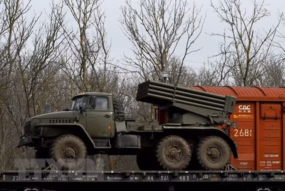 Xe quân sự của Nga triển khai tại Ukraine. Ảnh: AFP/TTXVN