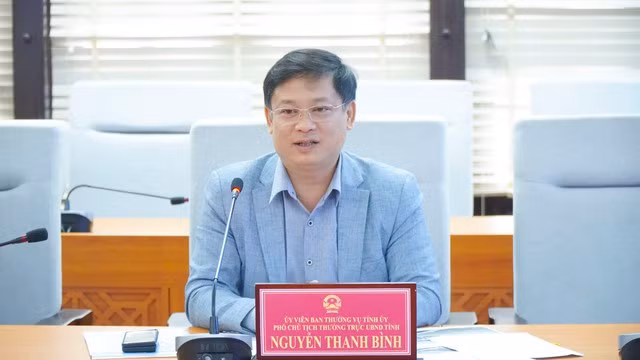 Ông Nguyễn Thanh Bình, Phó Chủ tịch Thường trực UBND tỉnh Thừa Thiên Huế trao đổi tại cuộc họp.
