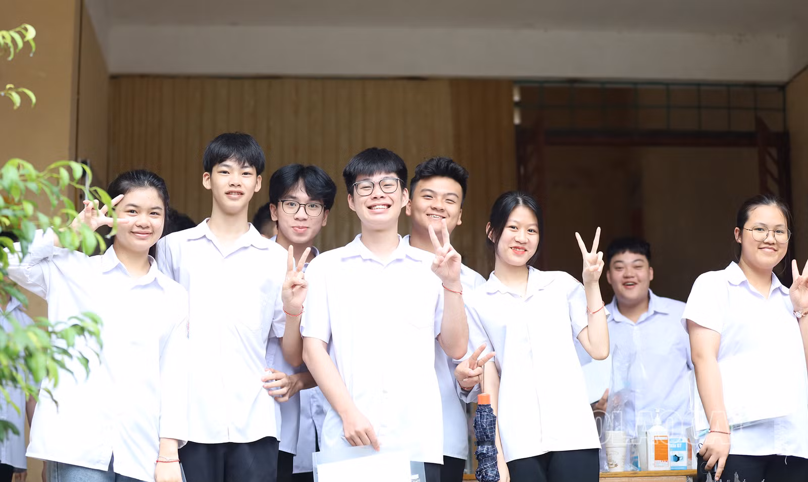 Thí sinh tự tin trước giờ thi.