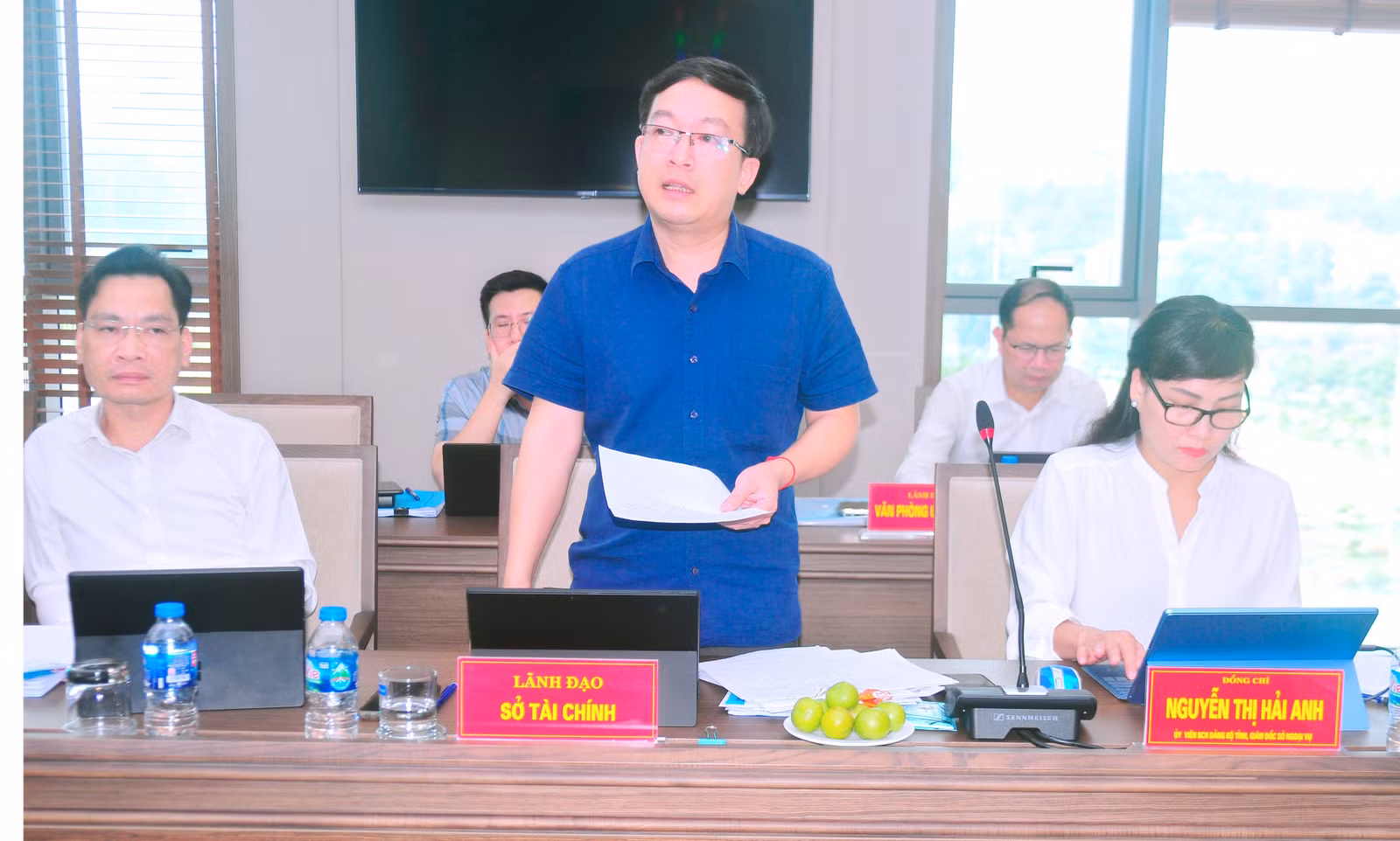 Lãnh đạo Sở Tài chính phát biểu tại buổi làm việc.