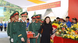 Xúc động lễ truy điệu, an táng 9 hài cốt liệt sĩ hy sinh bảo vệ biên giới phía Bắc của Tổ quốc
