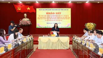 Đồng chí Giàng Thị Dung khảo sát việc thực hiện mô hình chính quyền địa phương hai cấp tại xã Yên Bình