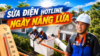 Cận cảnh công nhân điện lực Lào Cai sửa điện "sống" dưới nắng nóng như đổ lửa