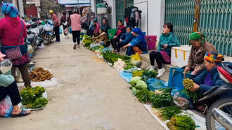 Nhộn nhịp chợ rau Bắc Hà ngày cuối năm