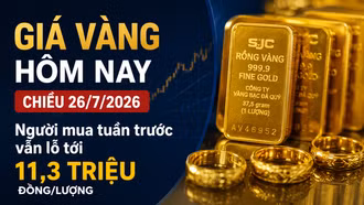 Giá vàng hôm nay chiều 26/7/2026: Người mua tuần trước vẫn lỗ tới 11,3 triệu đồng/lượng
