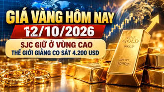 Giá vàng hôm nay 12/10: Vàng miếng giữ giá cao, thế giới có thể biến động mạnh