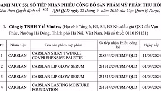 Thu hồi 551 số tiếp nhận công bố mỹ phẩm của 24 công ty