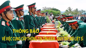 Thông báo về việc cung cấp thông tin tìm kiếm, quy tập mộ liệt sĩ
