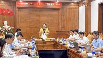 Phó Bí thư Tỉnh uỷ, Chủ tịch Ủy ban Mặt trận Tổ quốc tỉnh Giàng Thị Dung dự họp duyệt văn kiện Đại hội Đảng bộ các xã Tân Hợp, Phong Dụ Hạ
