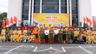 Phường Lào Cai tổ chức Hội thi nghiệp vụ chữa cháy và cứu nạn, cứu hộ