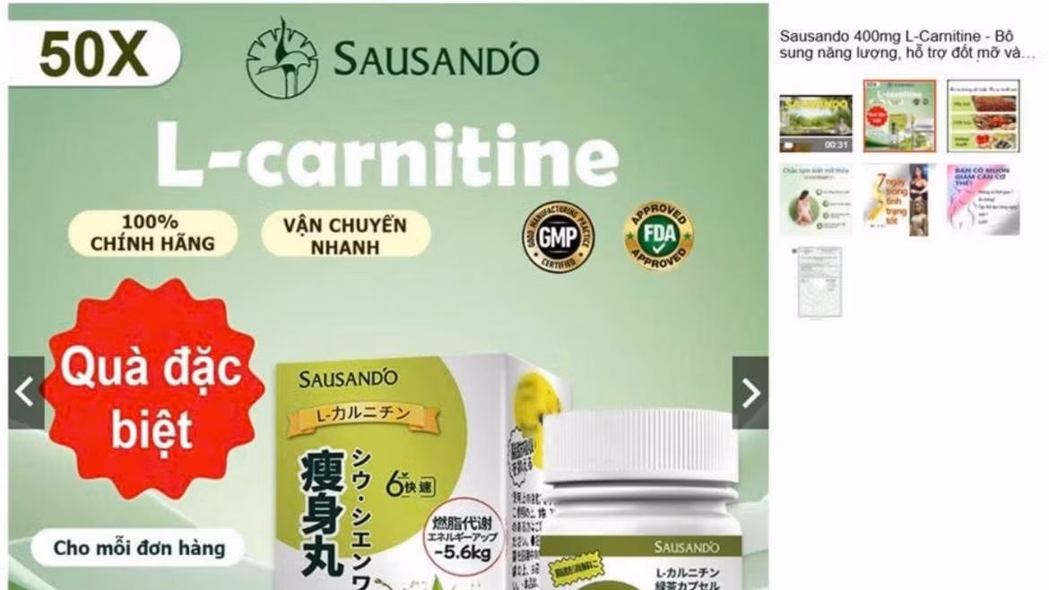 Hình ảnh sản phẩm Sausando Slimming capsule khi hậu kiểm. (Ảnh: Bộ Y tế cung cấp)