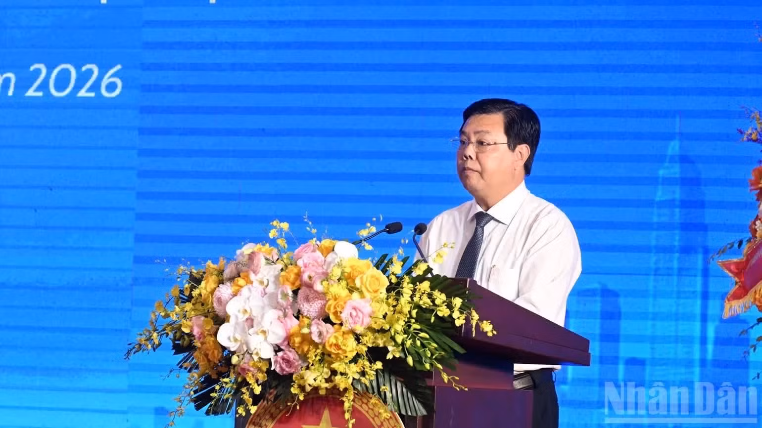 Bộ trưởng Nội vụ Nguyễn Tiến Hải phát biểu ý kiến khai mạc chương trình. (Ảnh: TRẦN HẢI)