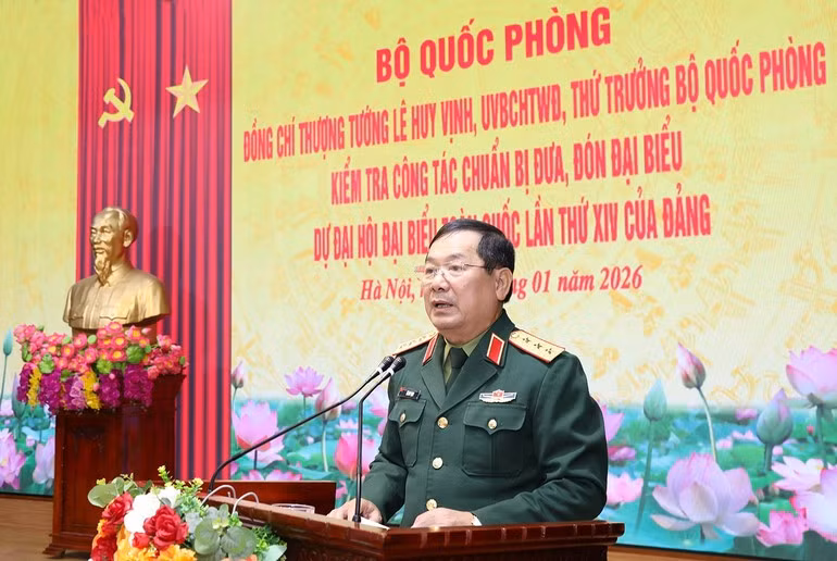 Thượng tướng Lê Huy Vịnh phát biểu chỉ đạo tại buổi kiểm tra.
